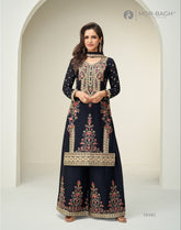 Alisha Semi-Stitched Chinnon Silk Anarkali Suit Set with Palazzo& Dupatta | AASHIRWAD CREATION 10385